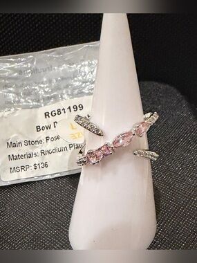 NWT NEW BP RG81199 Rose Quartz CZ Rhodium ring Size 7